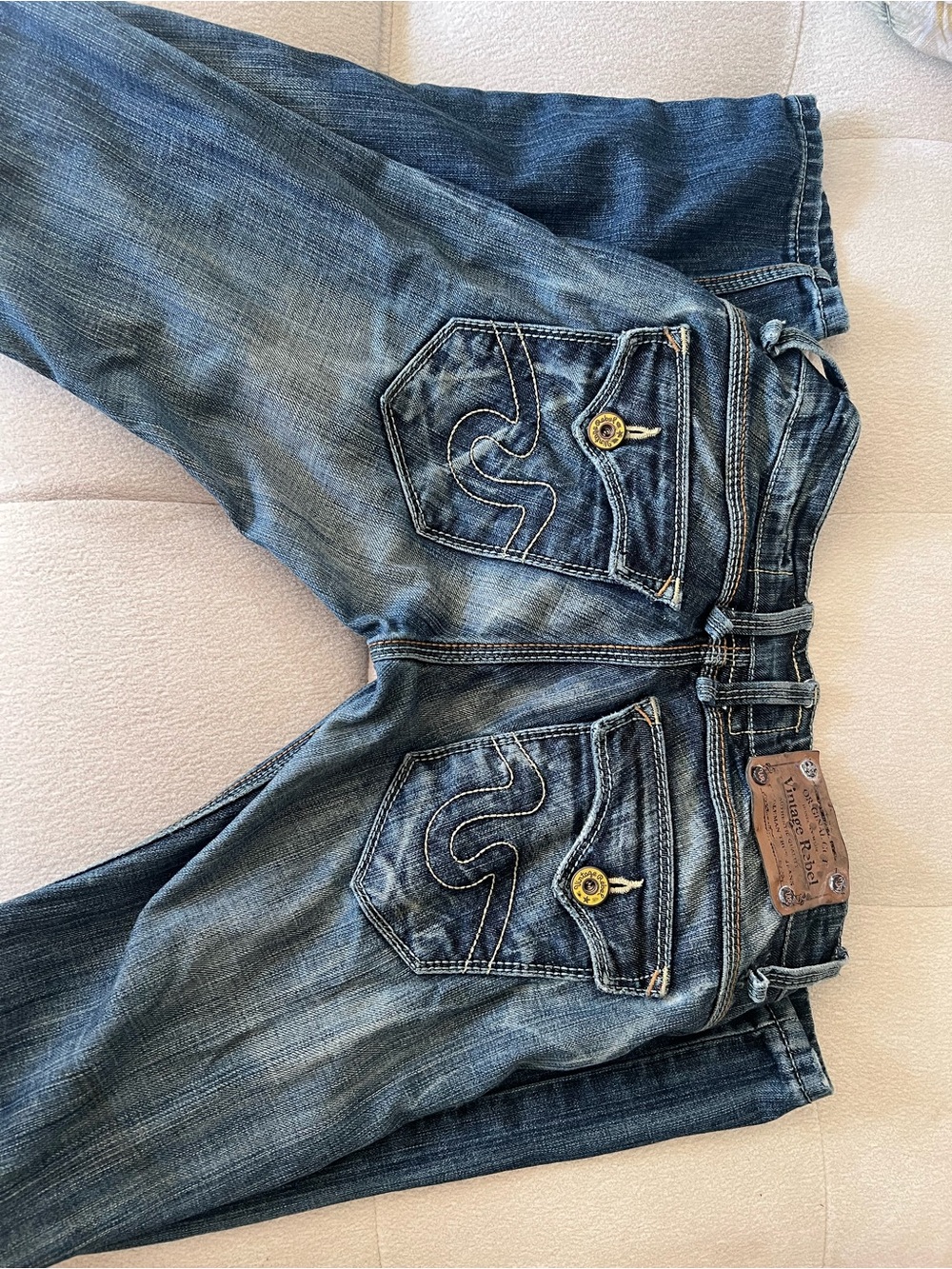 Vintage Rebel Women's Straight Leg Jeans in Faded Blue